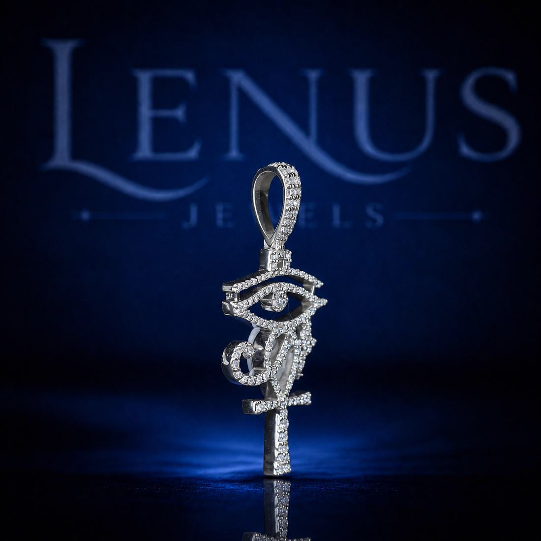 Eye of Horus Ankh Moissanite Pendant – 925 Sterling Silver VVS Iced Out Egyptian Cross Hip Hop Jewelry