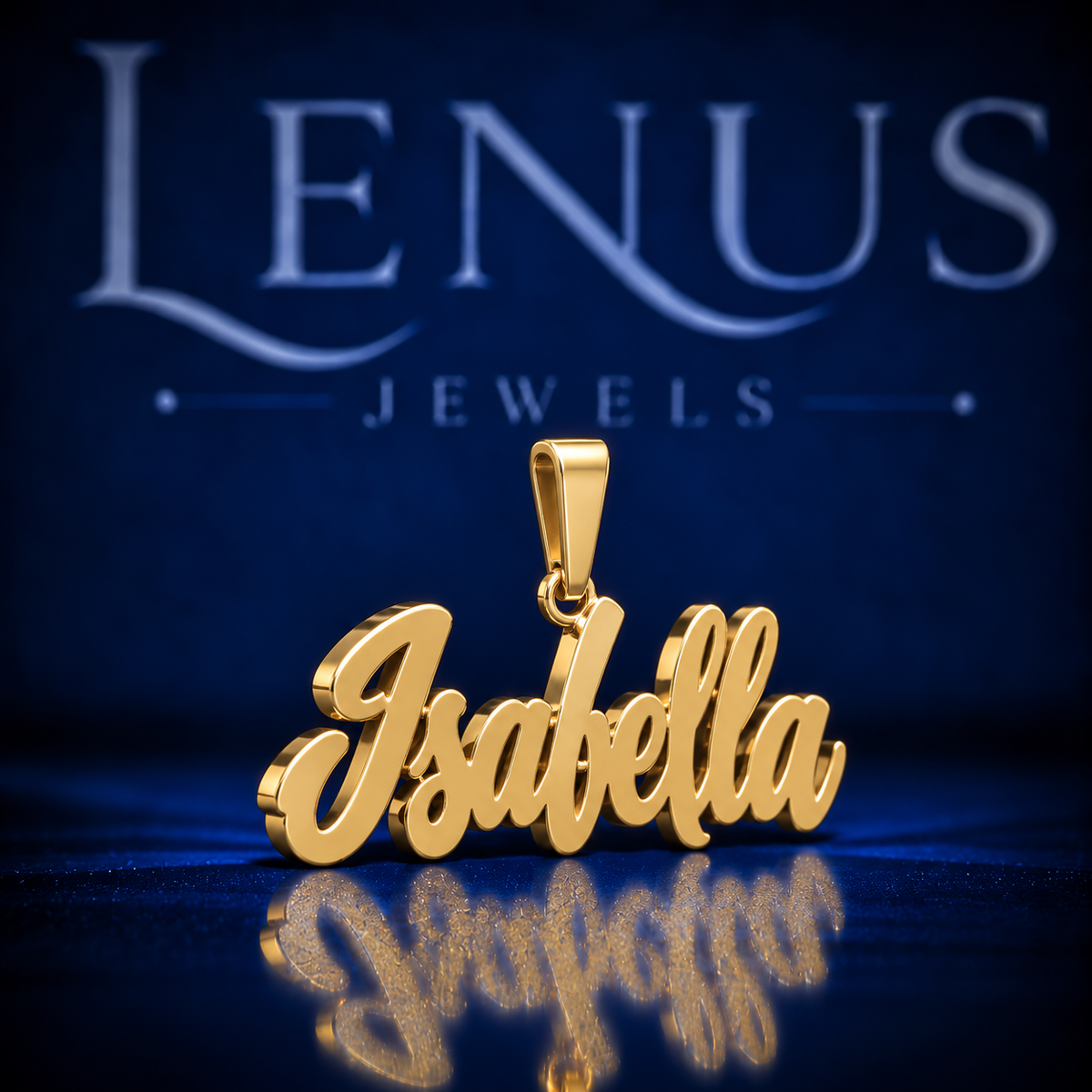 Isabella Moissanite Name Pendant – VVS 925 Sterling Silver Gold Finish Iced Out Script Custom Name Pendant for Women