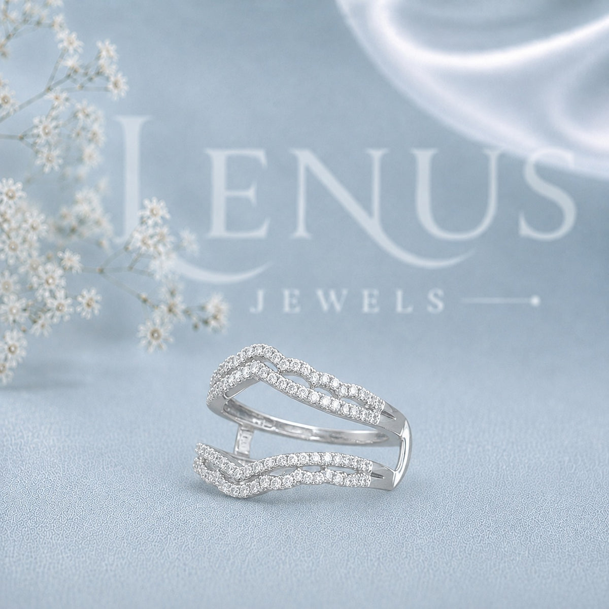 Wide Chevron Moissanite Wedding Band – Four-Row Openwork V-Shaped Ring in 925 Sterling Silver
