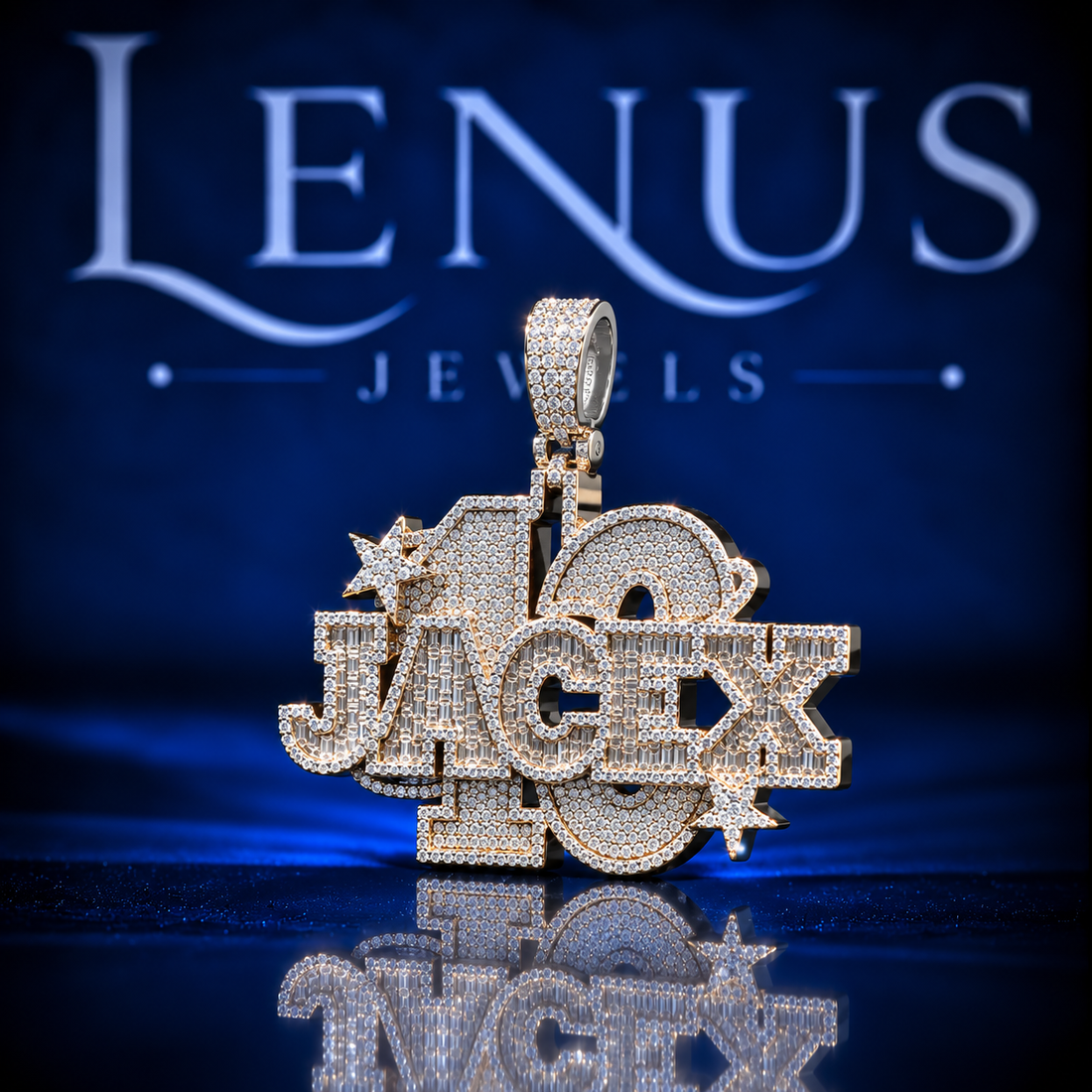 JACEX Iced Out VVS Moissanite Name Pendant – 925 Sterling Silver Hip Hop Letter Charm, Baguette Diamond Style Custom Jewelry for Men & Women