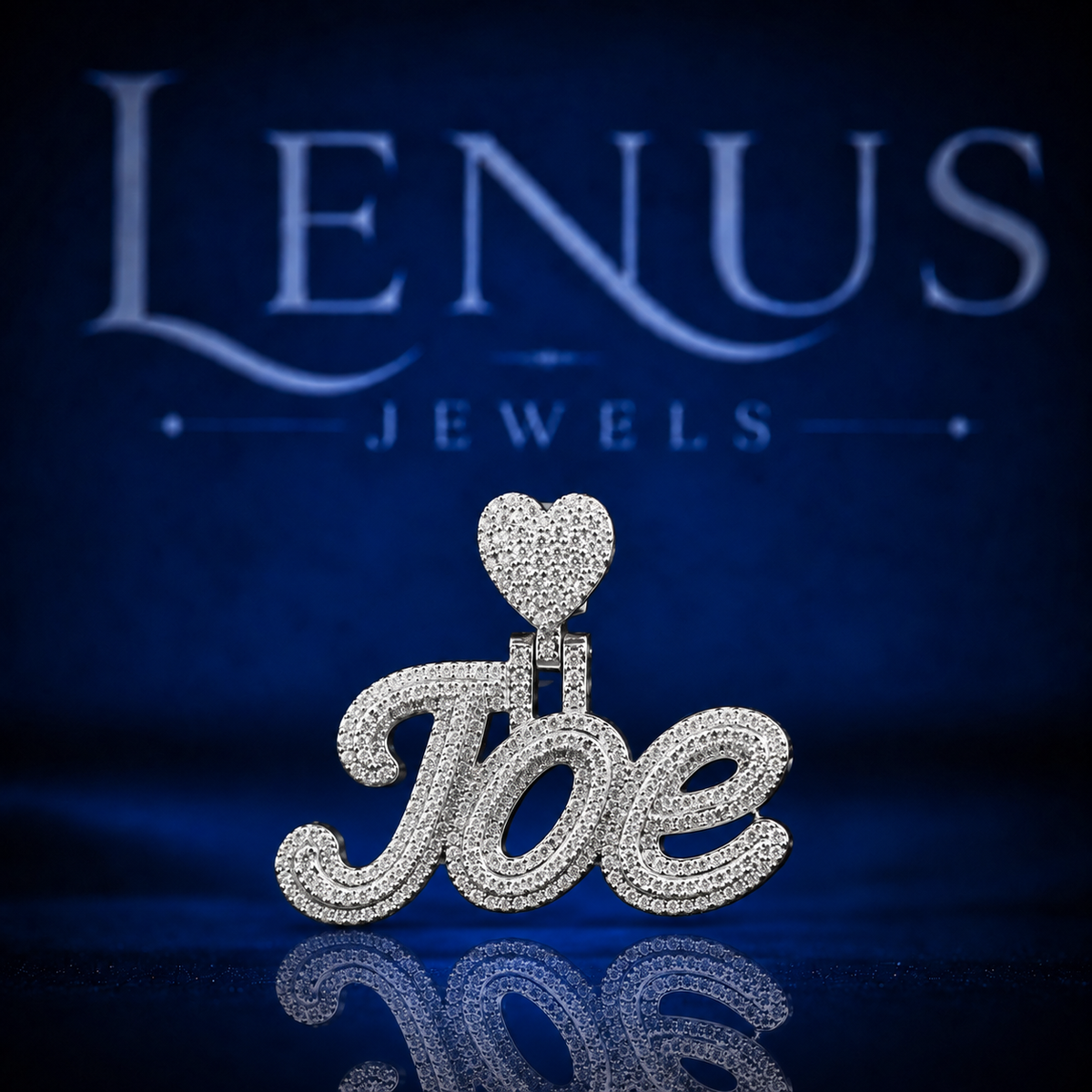 Joe Iced Out VVS Moissanite Name Pendant – 925 Sterling Silver Custom Script Nameplate with Heart Bail, Diamond Tester Pass Hip Hop Jewelry