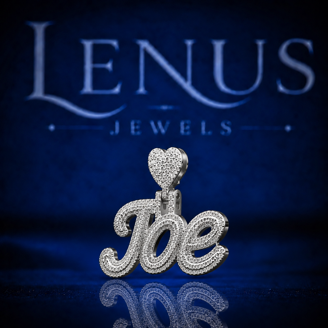 Joe Iced Out VVS Moissanite Name Pendant – 925 Sterling Silver Custom Script Nameplate with Heart Bail, Diamond Tester Pass Hip Hop Jewelry