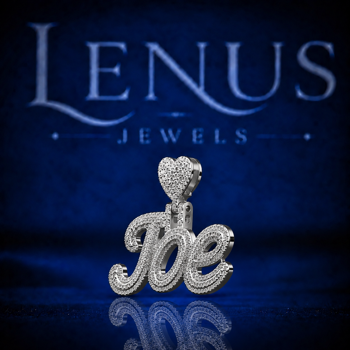 Joe Iced Out VVS Moissanite Name Pendant – 925 Sterling Silver Custom Script Nameplate with Heart Bail, Diamond Tester Pass Hip Hop Jewelry