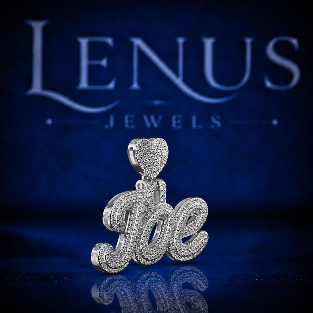 Joe Iced Out VVS Moissanite Name Pendant – 925 Sterling Silver Custom Script Nameplate with Heart Bail, Diamond Tester Pass Hip Hop Jewelry
