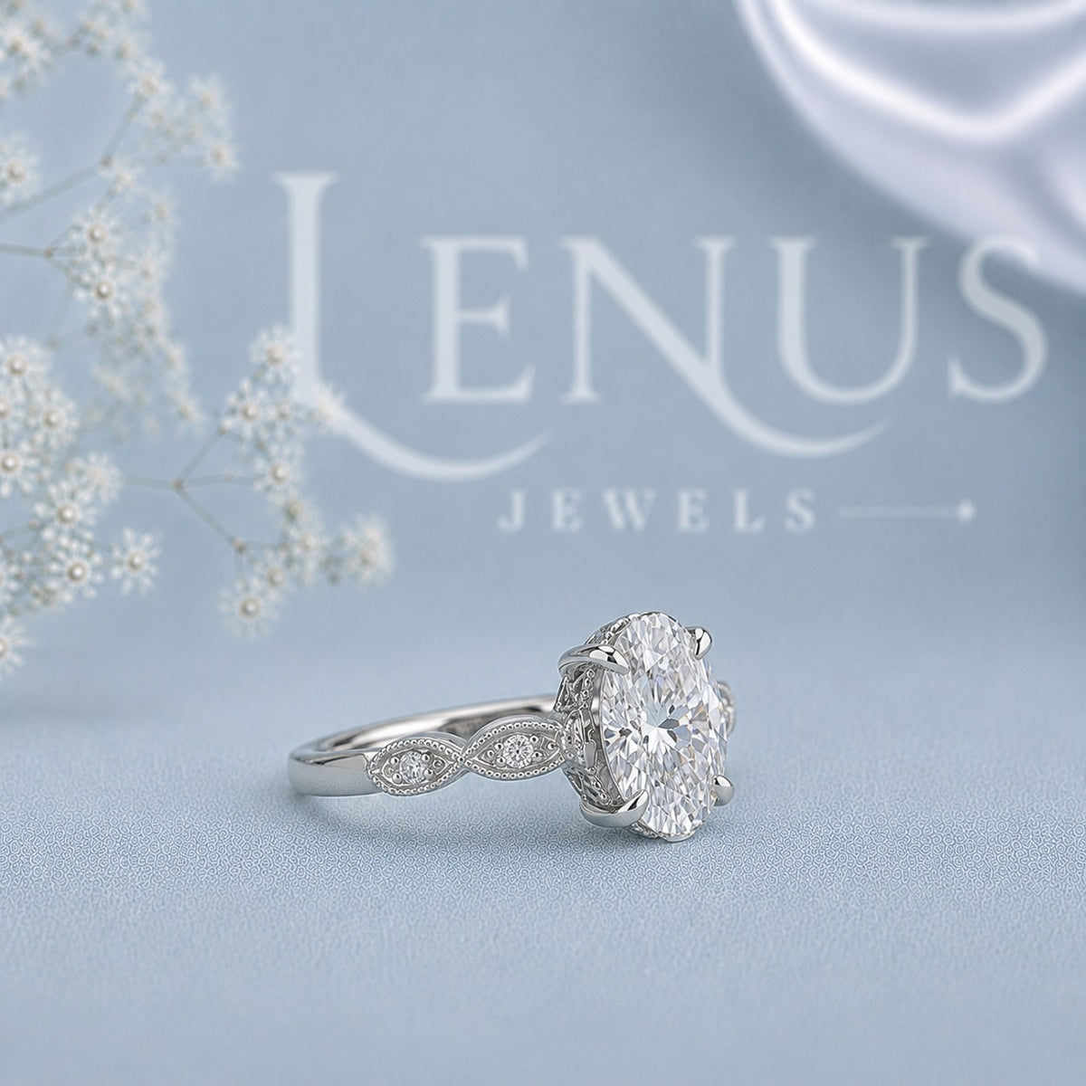 Oval Cut Moissanite Engagement Ring – Vintage Milgrain 925 Sterling Silver Solitaire Ring, VVS Moissanite Wedding & Anniversary Ring