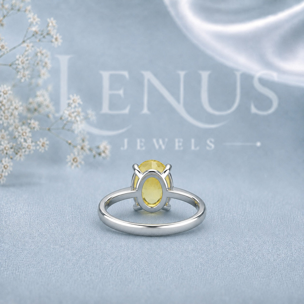 Fancy Yellow Oval-Cut Moissanite Engagement Ring – Solitaire Ring in 925 Sterling Silver