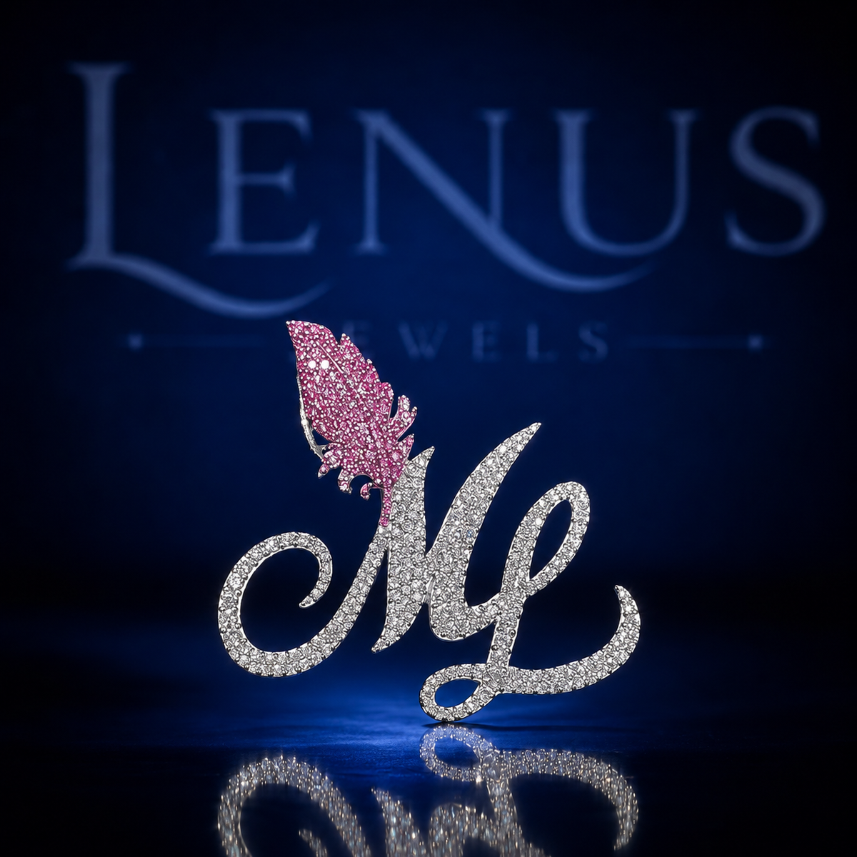Iced Out ML Initial Pendant VVS Moissanite 925 Sterling Silver Pink Butterfly Cursive Letter Charm Custom Hip Hop Jewelry Unisex Gift