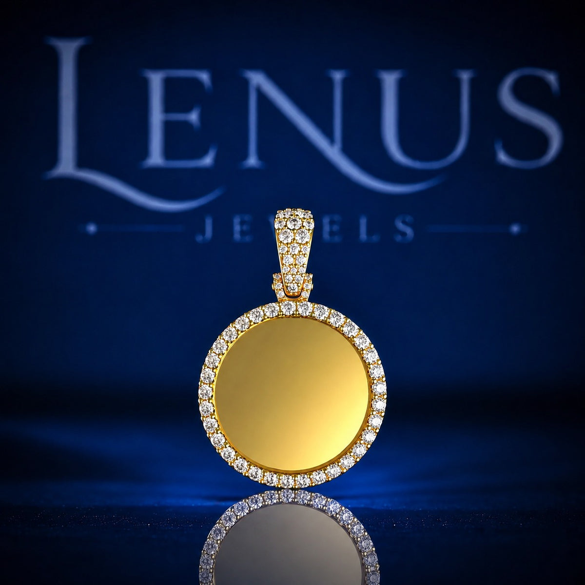 Iced Out Round Moissanite Photo Locket Pendant – 925 Sterling Silver Gold Finish, VVS Diamond Halo Custom Picture Medallion Hip Hop Jewelry