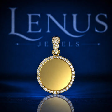 Iced Out Round Moissanite Photo Locket Pendant – 925 Sterling Silver Gold Finish, VVS Diamond Halo Custom Picture Medallion Hip Hop Jewelry