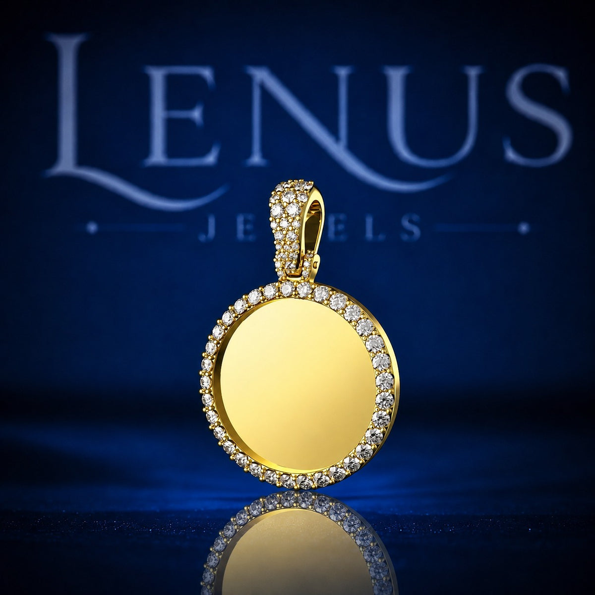 Iced Out Round Moissanite Photo Locket Pendant – 925 Sterling Silver Gold Finish, VVS Diamond Halo Custom Picture Medallion Hip Hop Jewelry