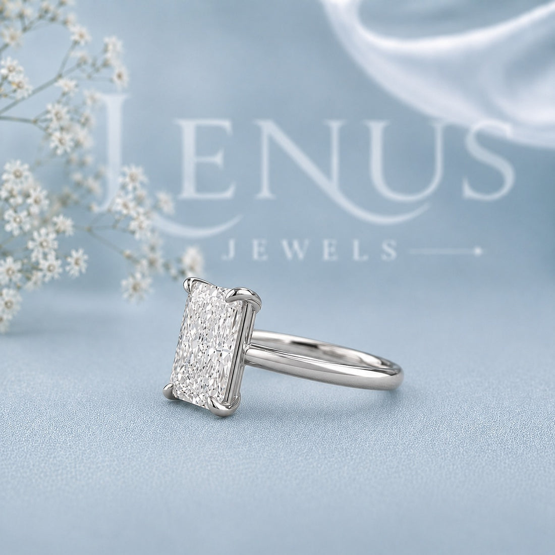 Radiant Cut Moissanite Solitaire Ring – 925 Sterling Silver Engagement Ring