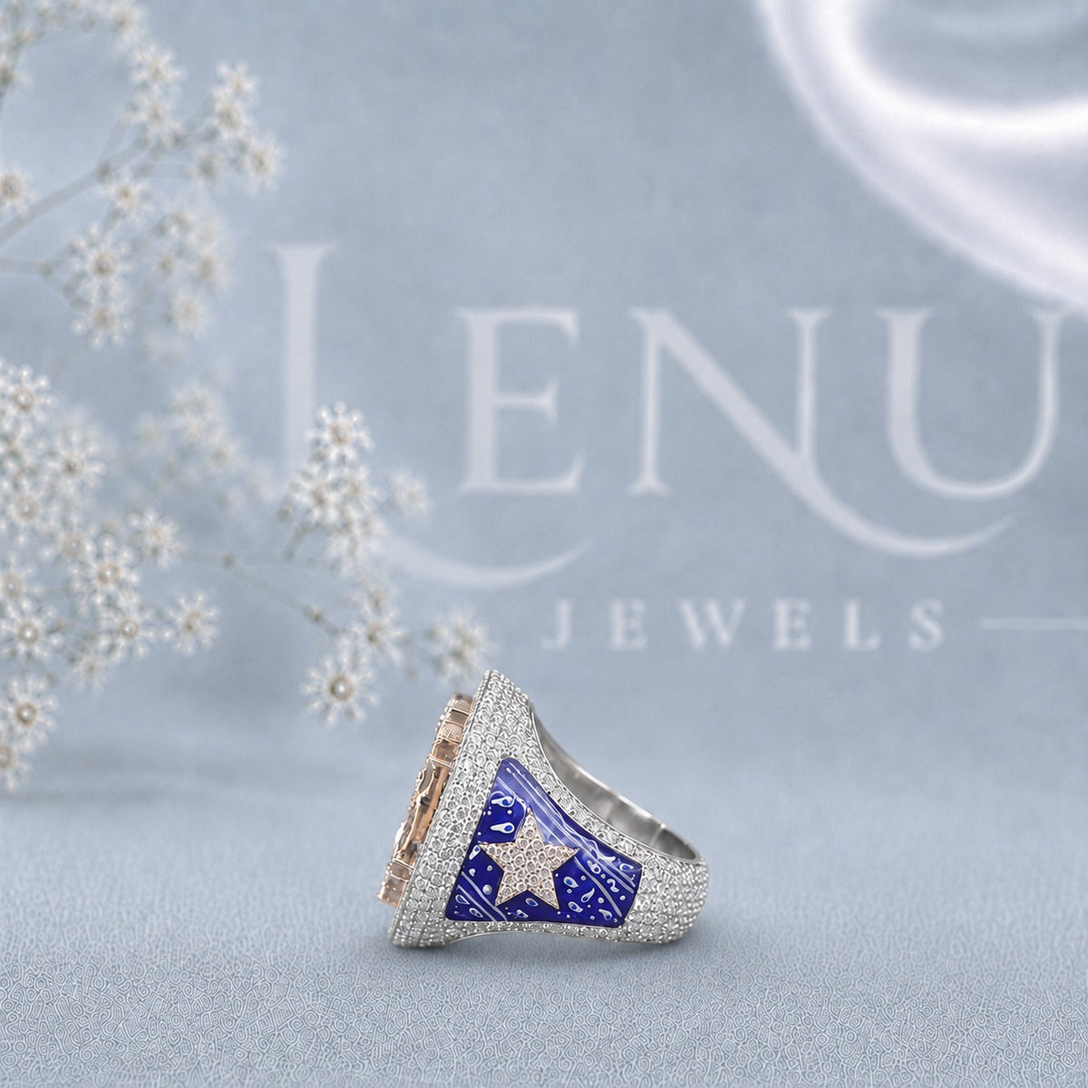 Men’s Chi Rho Moissanite Ring – Iced-Out Christian PX Signet Ring in 925 Sterling Silver