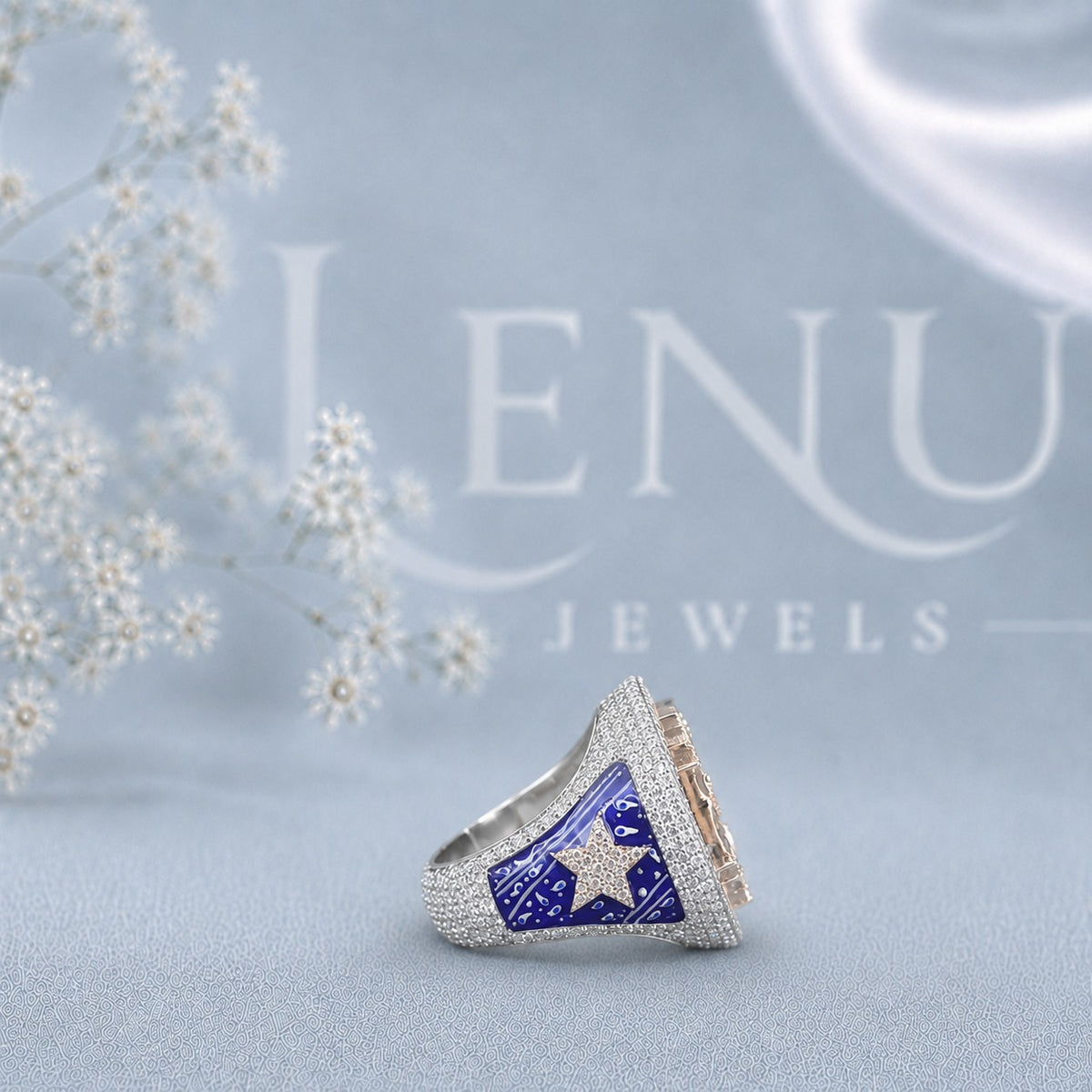 Men’s Chi Rho Moissanite Ring – Iced-Out Christian PX Signet Ring in 925 Sterling Silver