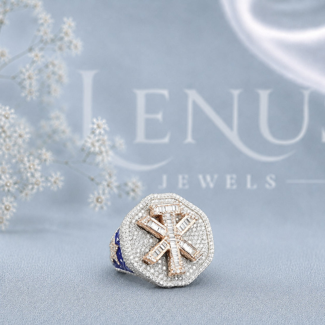 Men’s Chi Rho Moissanite Ring – Iced-Out Christian PX Signet Ring in 925 Sterling Silver