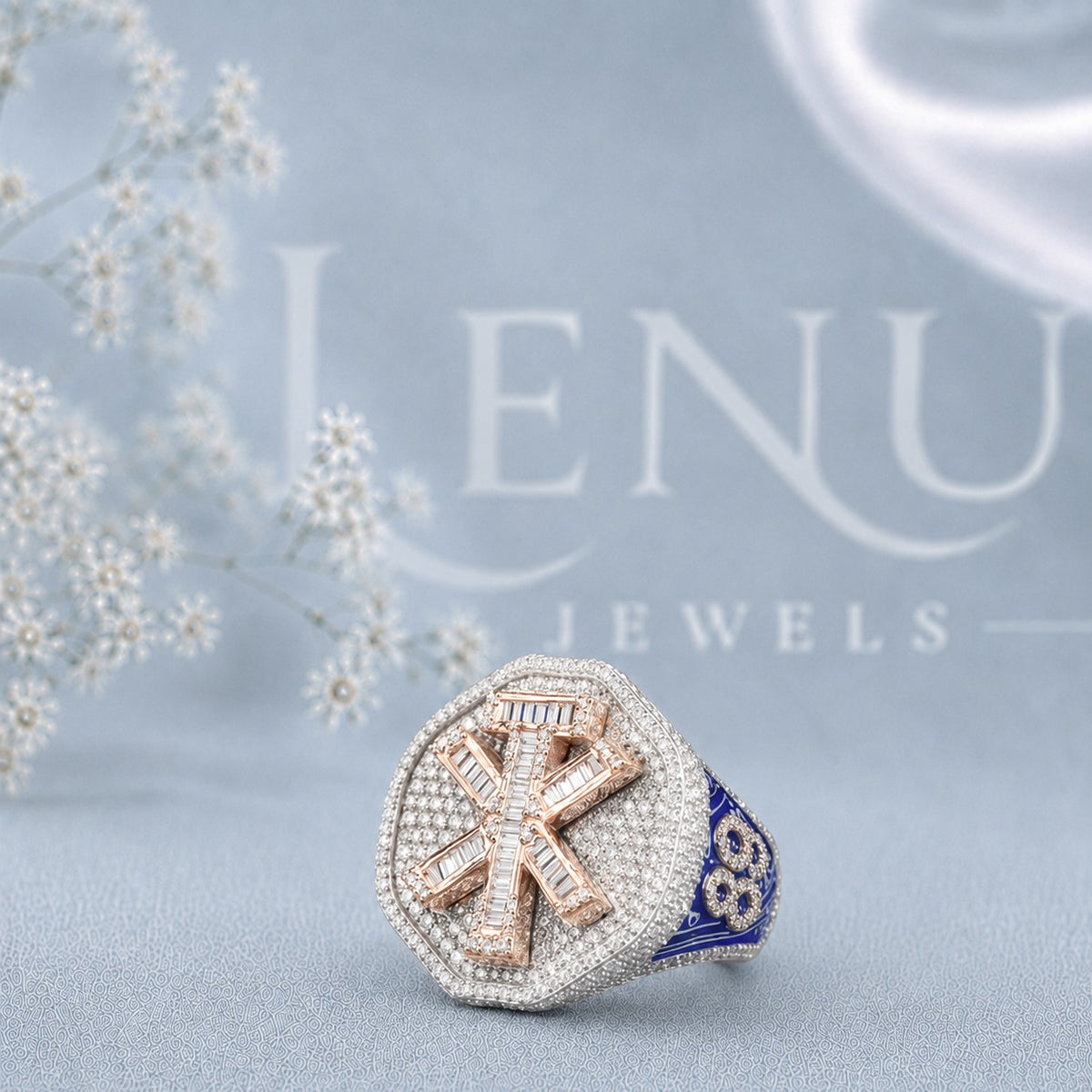 Men’s Chi Rho Moissanite Ring – Iced-Out Christian PX Signet Ring in 925 Sterling Silver