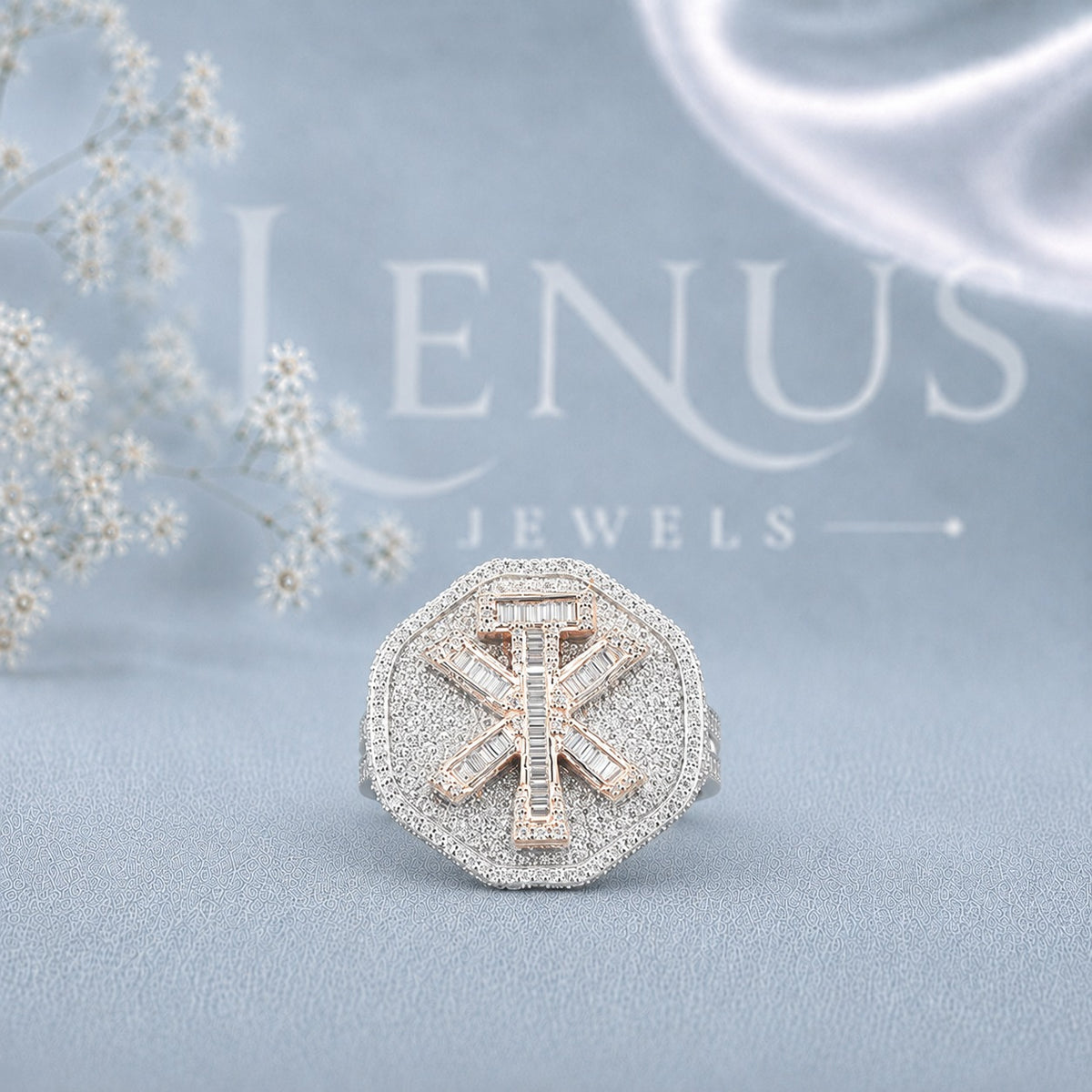 Men’s Chi Rho Moissanite Ring – Iced-Out Christian PX Signet Ring in 925 Sterling Silver
