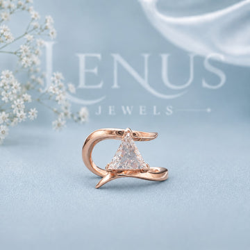 Trillion Cut Moissanite Bypass Ring – Rose Gold Triangle Statement Ring