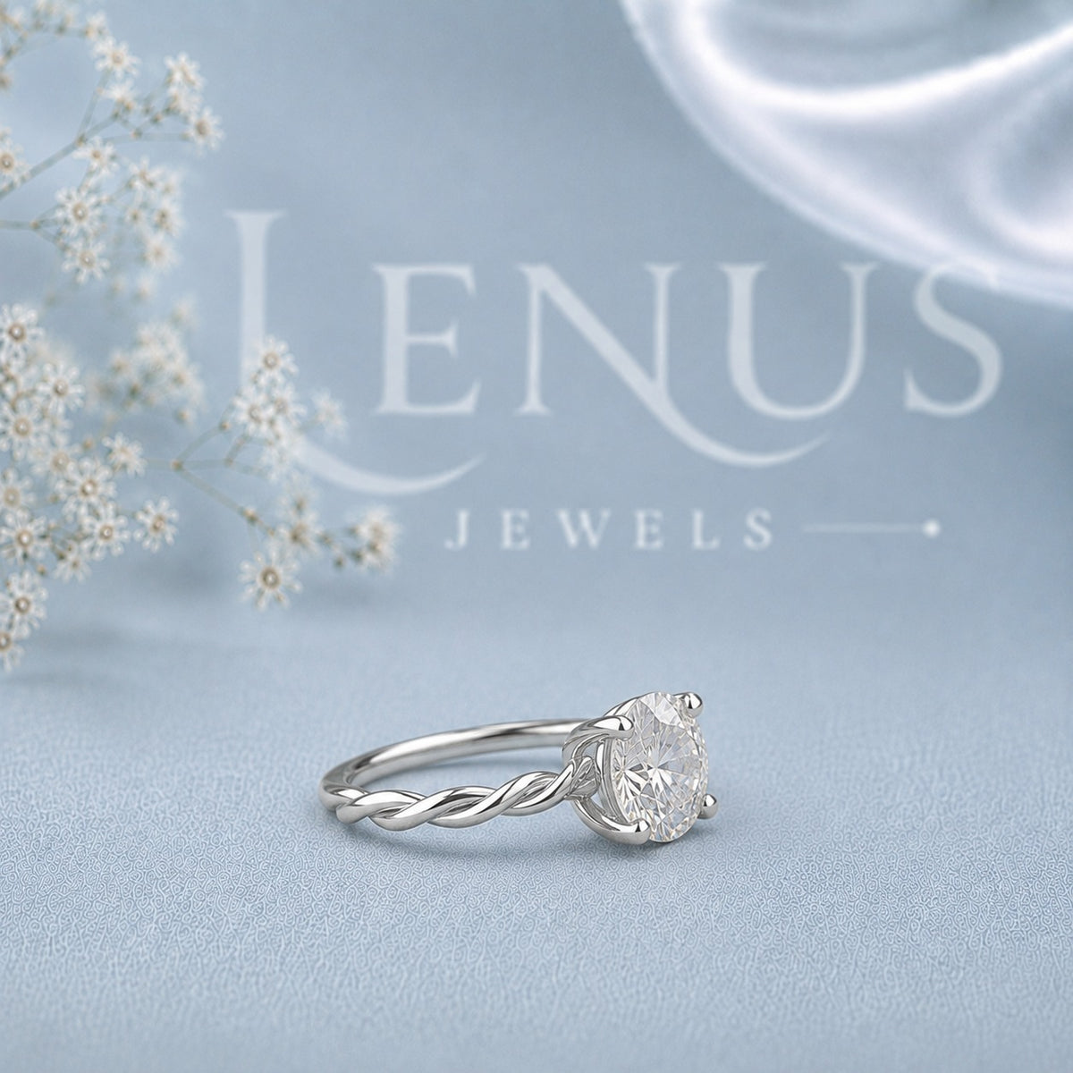 Oval Cut Moissanite Engagement Ring – Twisted Vine Solitaire Ring in Sterling Silver, Dainty Bridal Promise Ring for Women