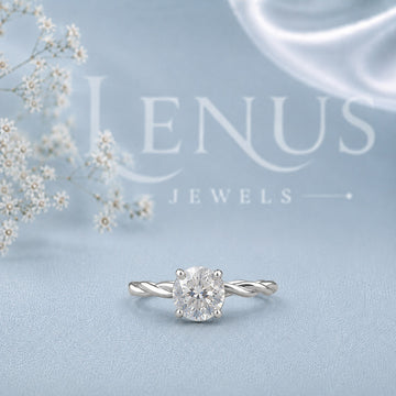 Oval Cut Moissanite Engagement Ring – Twisted Vine Solitaire Ring in Sterling Silver, Dainty Bridal Promise Ring for Women