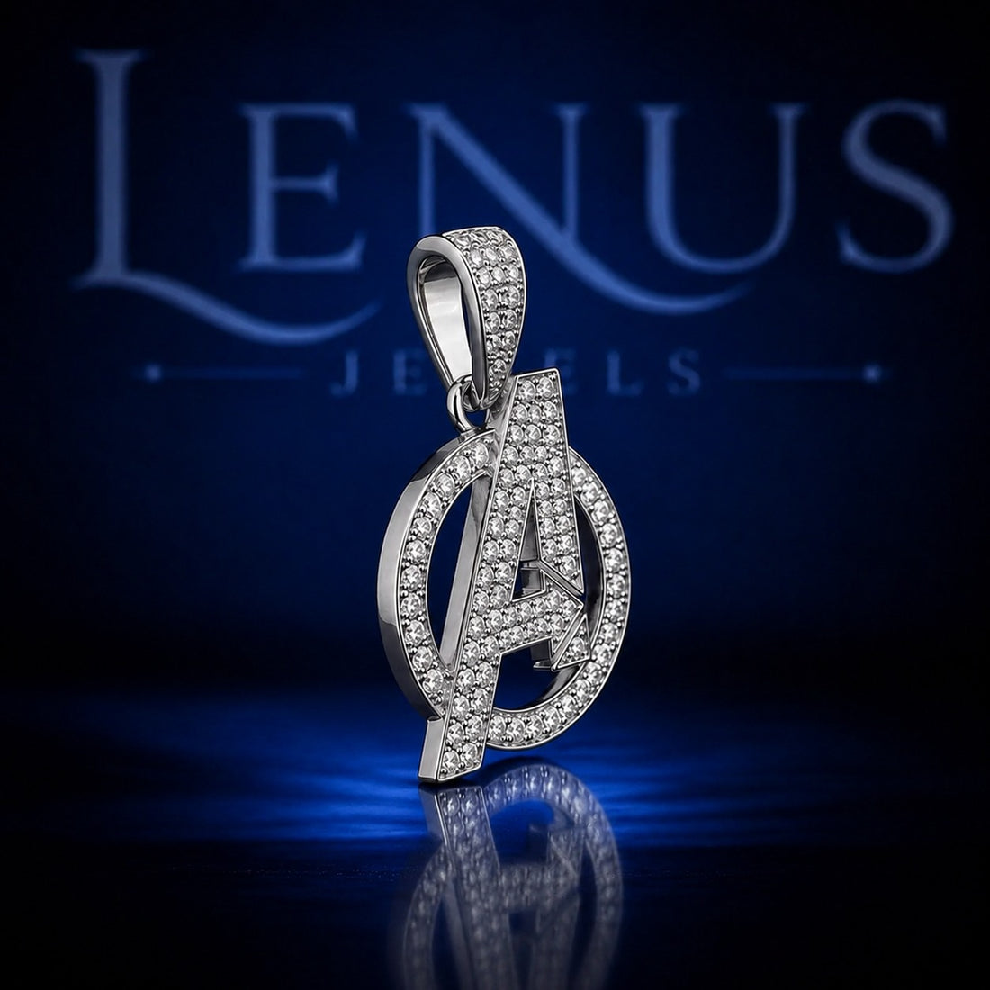 Iced Out Avengers A Logo Pendant – VVS Moissanite 925 Sterling Silver, Superhero Inspired Hip Hop Jewelry, Diamond Tester Pass