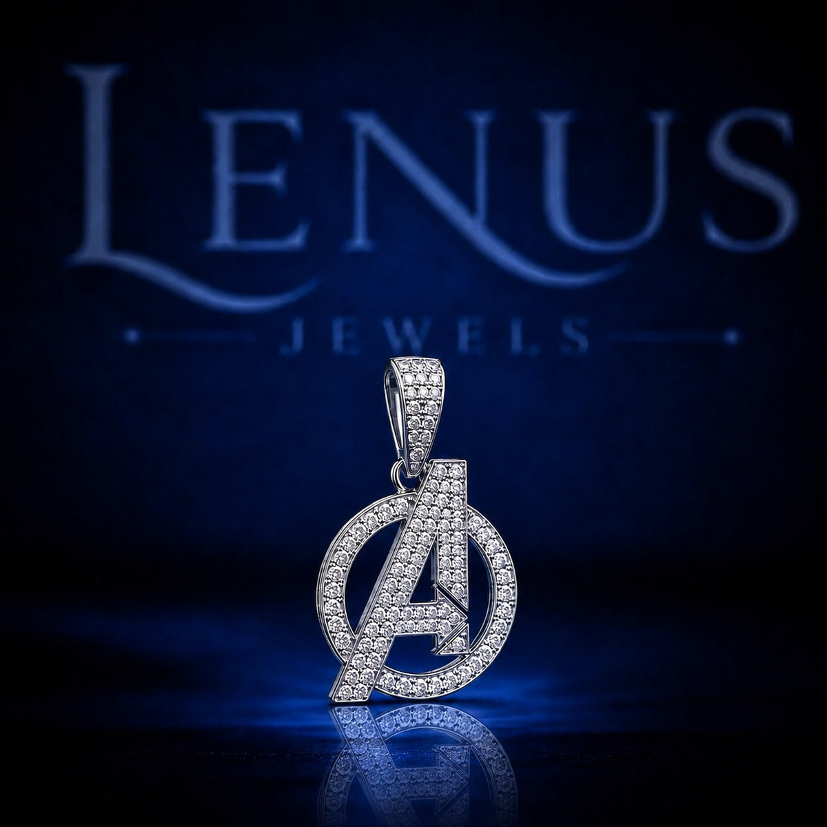 Iced Out Avengers A Logo Pendant – VVS Moissanite 925 Sterling Silver, Superhero Inspired Hip Hop Jewelry, Diamond Tester Pass