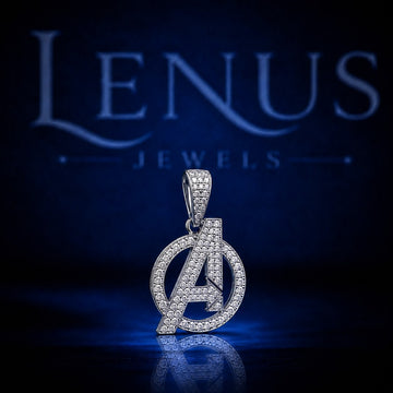Iced Out Avengers A Logo Pendant – VVS Moissanite 925 Sterling Silver, Superhero Inspired Hip Hop Jewelry, Diamond Tester Pass
