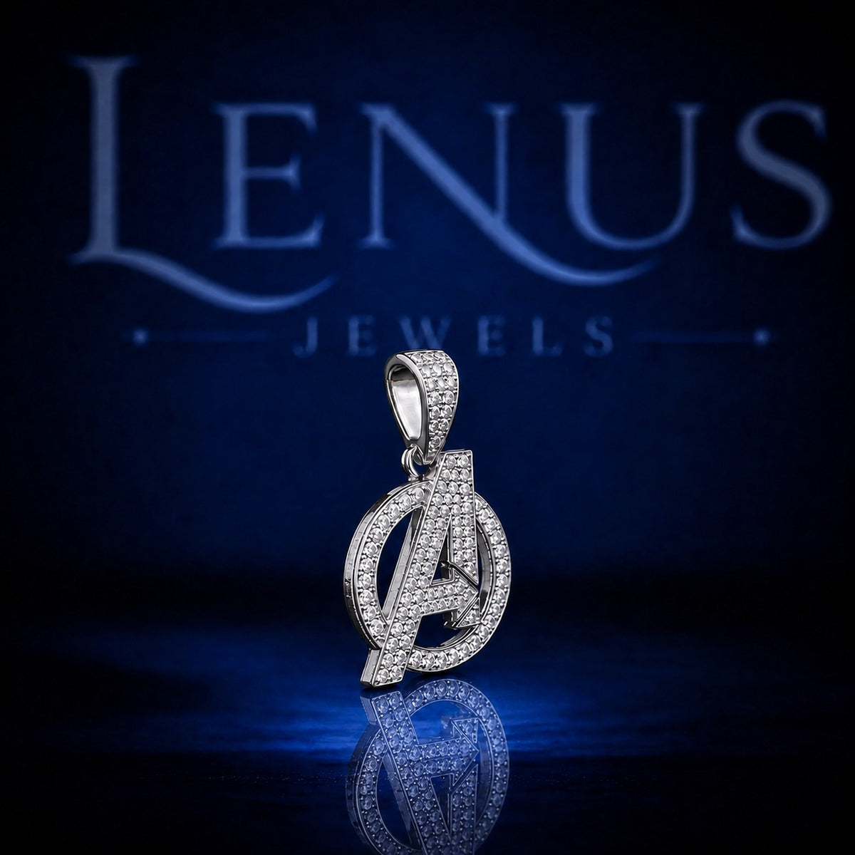 Iced Out Avengers A Logo Pendant – VVS Moissanite 925 Sterling Silver, Superhero Inspired Hip Hop Jewelry, Diamond Tester Pass