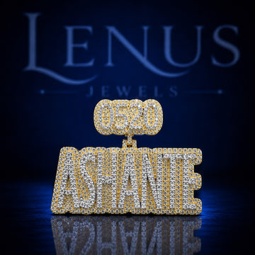 Custom 0520 ASHANTE Iced Out Name Pendant – VVS Moissanite 925 Sterling Silver, Personalized Number Letter Hip Hop Jewelry, Diamond Tester Pass