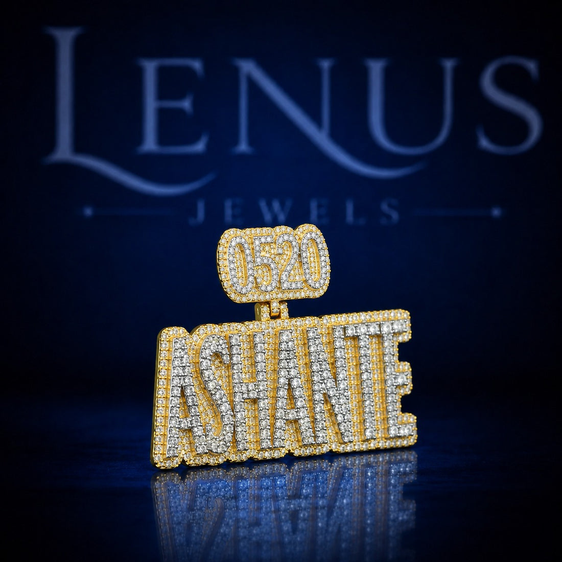 Custom 0520 ASHANTE Iced Out Name Pendant – VVS Moissanite 925 Sterling Silver, Personalized Number Letter Hip Hop Jewelry, Diamond Tester Pass