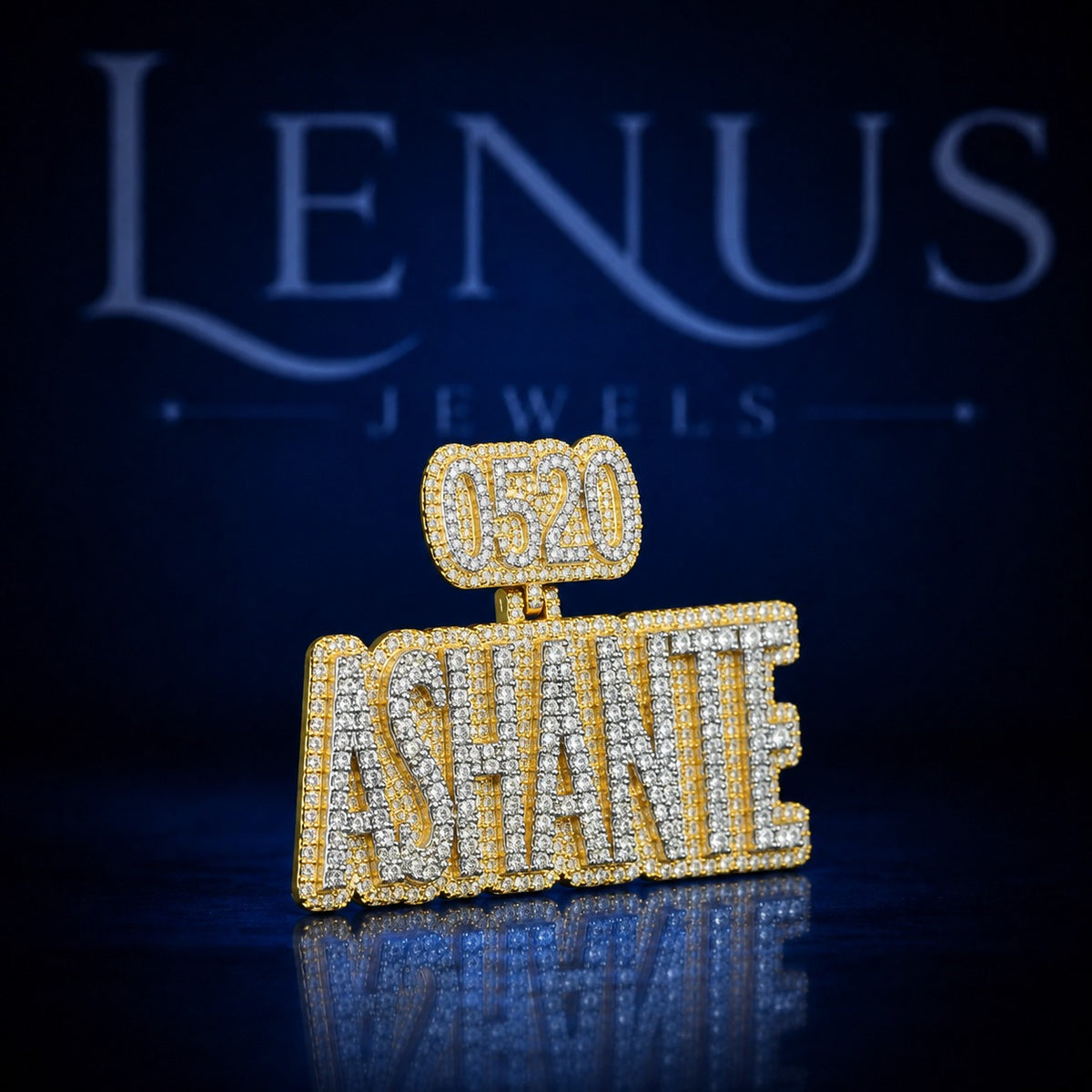 Custom 0520 ASHANTE Iced Out Name Pendant – VVS Moissanite 925 Sterling Silver, Personalized Number Letter Hip Hop Jewelry, Diamond Tester Pass