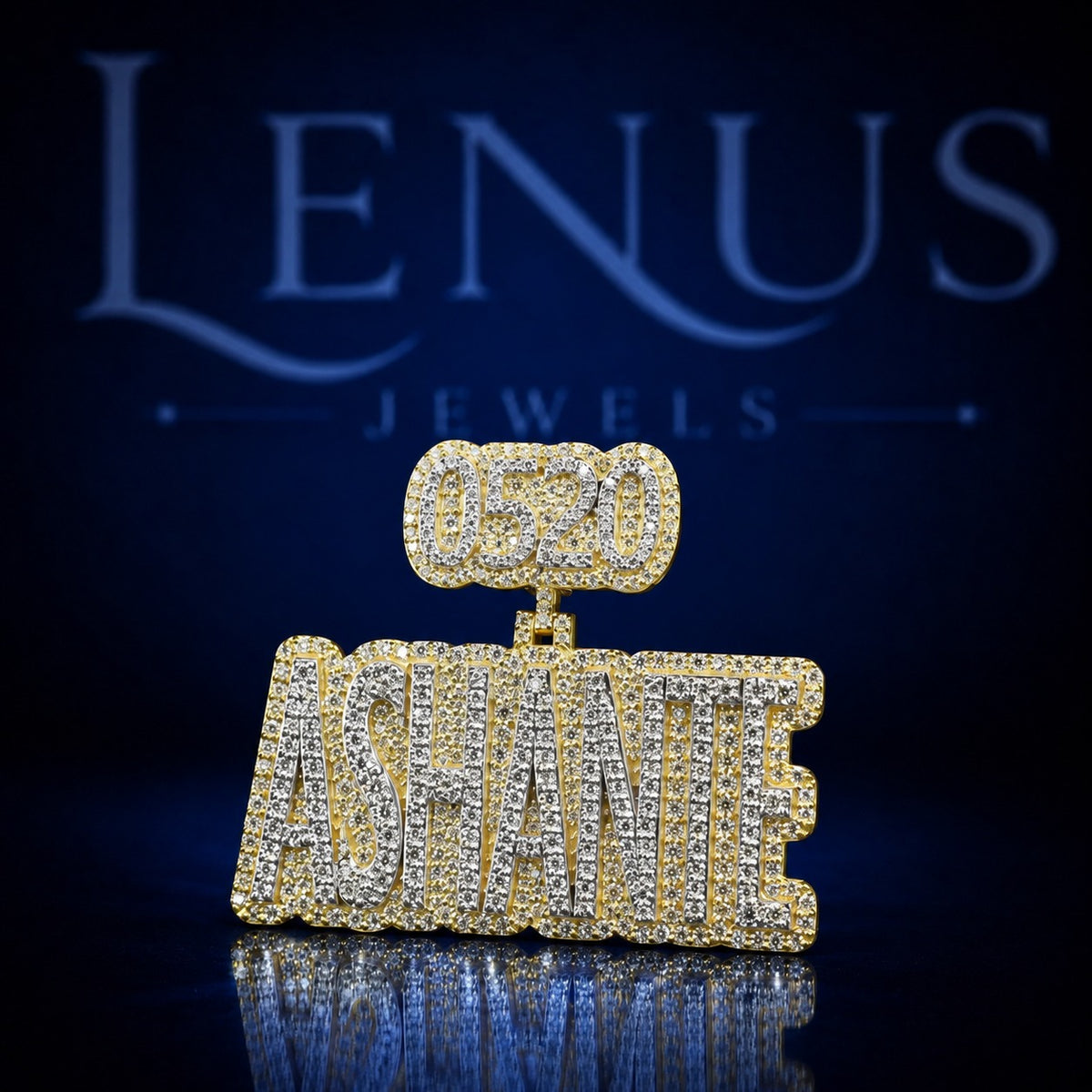 Custom 0520 ASHANTE Iced Out Name Pendant – VVS Moissanite 925 Sterling Silver, Personalized Number Letter Hip Hop Jewelry, Diamond Tester Pass