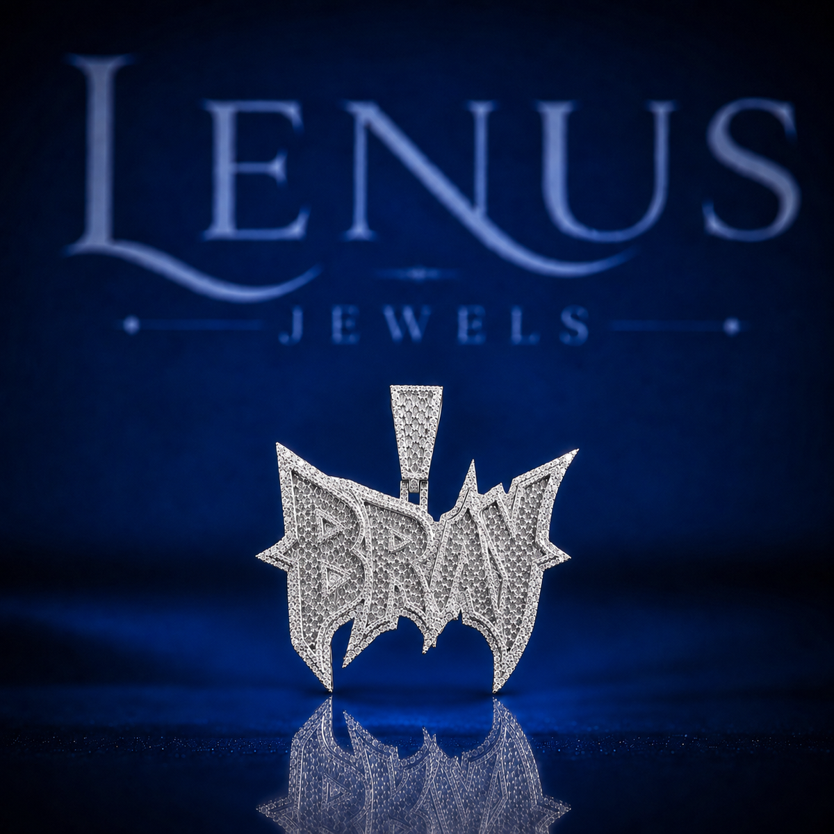 BRAY Iced Out VVS Moissanite Name Pendant – 925 Sterling Silver Gothic Graffiti Hip Hop Pendant, Diamond Tester Pass Jewelry