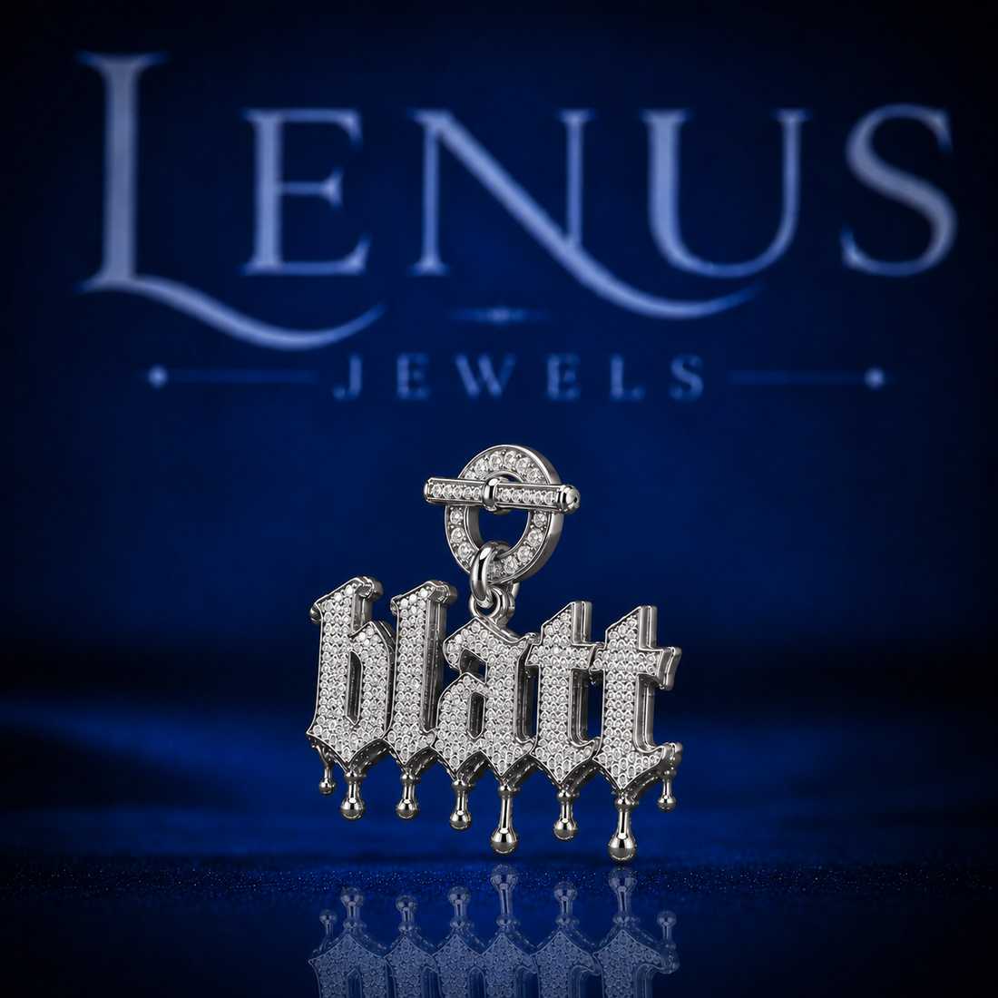 BLATT Iced Out VVS Moissanite Pendant – 925 Sterling Silver Gothic Name Pendant, Diamond Tester Pass Hip Hop Jewelry