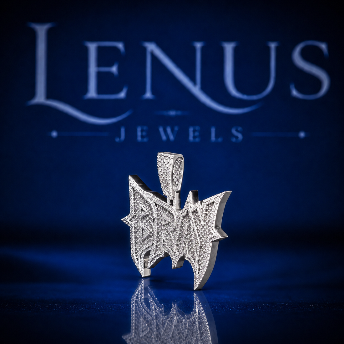 BRAY Iced Out VVS Moissanite Name Pendant – 925 Sterling Silver Gothic Graffiti Hip Hop Pendant, Diamond Tester Pass Jewelry