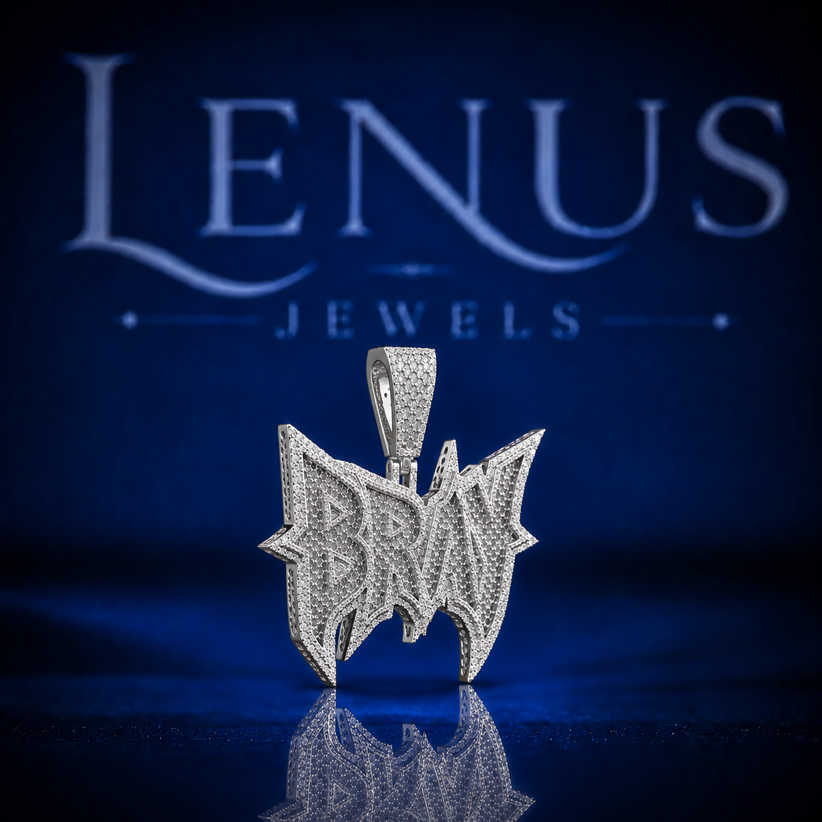 BRAY Iced Out VVS Moissanite Name Pendant – 925 Sterling Silver Gothic Graffiti Hip Hop Pendant, Diamond Tester Pass Jewelry