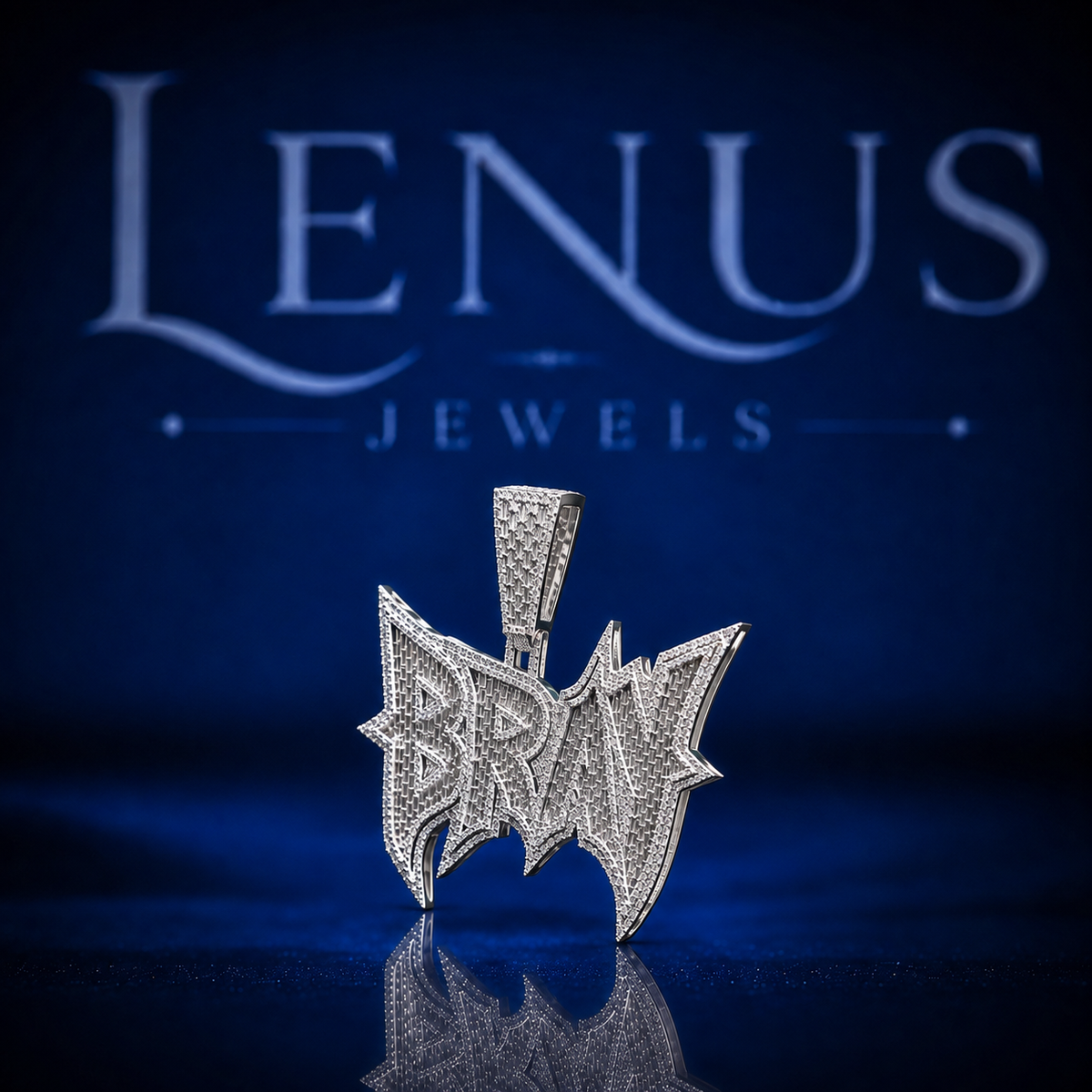 BRAY Iced Out VVS Moissanite Name Pendant – 925 Sterling Silver Gothic Graffiti Hip Hop Pendant, Diamond Tester Pass Jewelry
