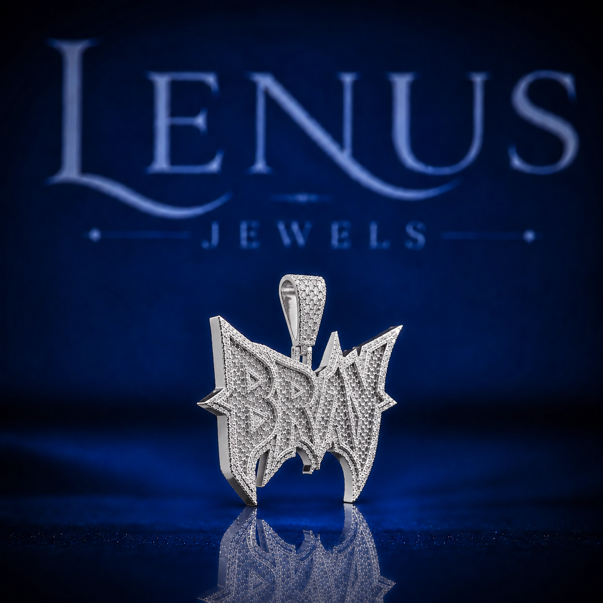 BRAY Iced Out VVS Moissanite Name Pendant – 925 Sterling Silver Gothic Graffiti Hip Hop Pendant, Diamond Tester Pass Jewelry