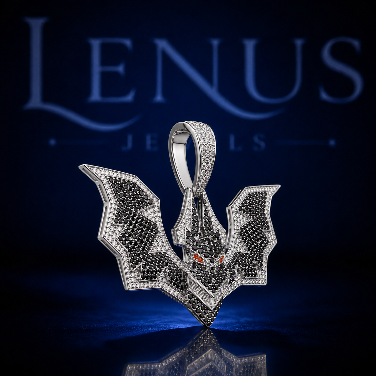 Iced Out Bat VVS Moissanite Pendant – Black & White Moissanite 925 Sterling Silver Gothic Hip Hop Bat Wing Pendant