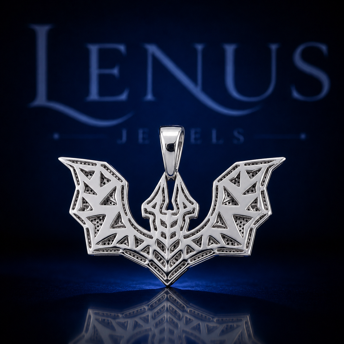 Iced Out Bat VVS Moissanite Pendant – Black & White Moissanite 925 Sterling Silver Gothic Hip Hop Bat Wing Pendant
