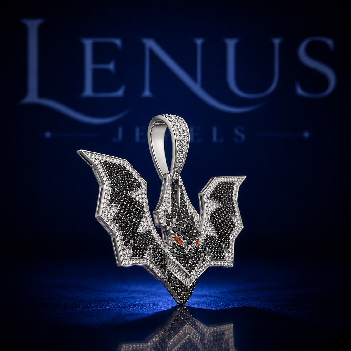 Iced Out Bat VVS Moissanite Pendant – Black & White Moissanite 925 Sterling Silver Gothic Hip Hop Bat Wing Pendant