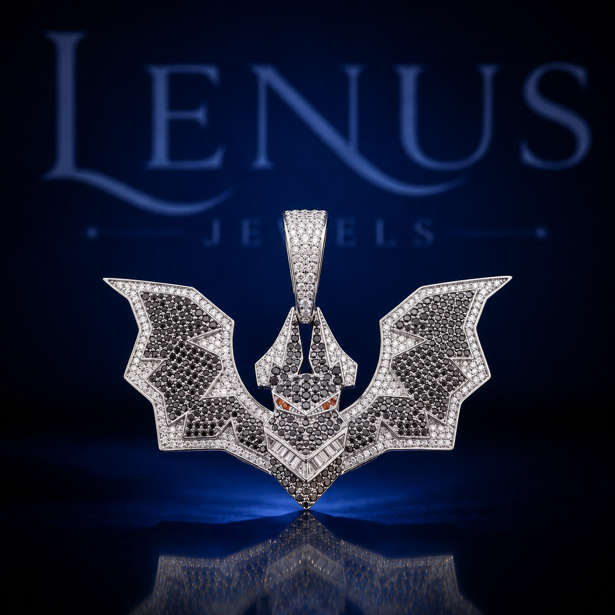 Iced Out Bat VVS Moissanite Pendant – Black & White Moissanite 925 Sterling Silver Gothic Hip Hop Bat Wing Pendant