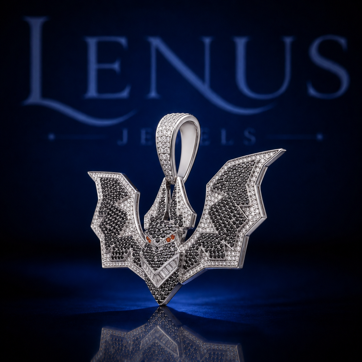 Iced Out Bat VVS Moissanite Pendant – Black & White Moissanite 925 Sterling Silver Gothic Hip Hop Bat Wing Pendant