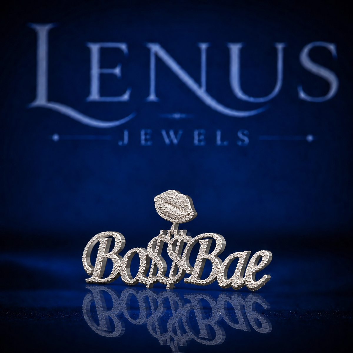 BoSSBae Iced Out VVS Moissanite Name Pendant – 925 Sterling Silver Boss Bae Script Hip Hop Custom Statement Jewelry
