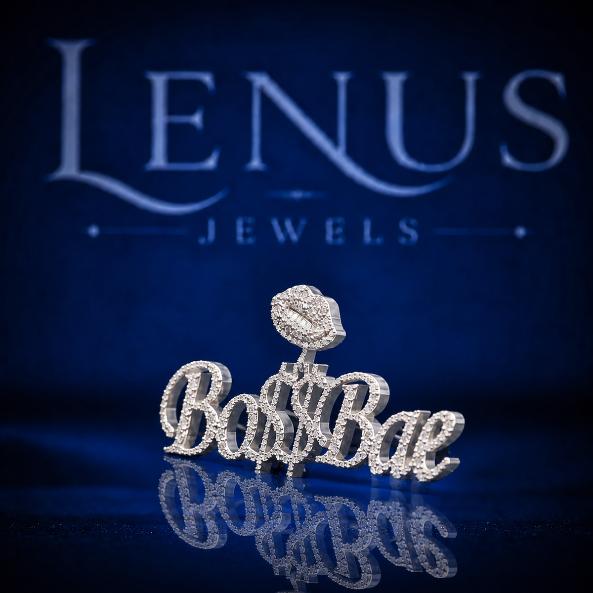 BoSSBae Iced Out VVS Moissanite Name Pendant – 925 Sterling Silver Boss Bae Script Hip Hop Custom Statement Jewelry