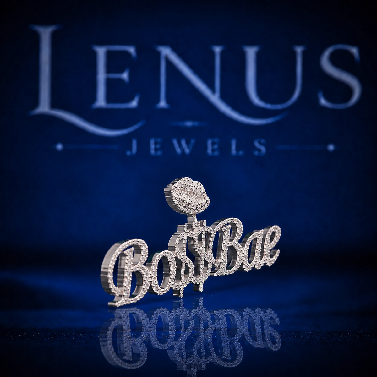 BoSSBae Iced Out VVS Moissanite Name Pendant – 925 Sterling Silver Boss Bae Script Hip Hop Custom Statement Jewelry