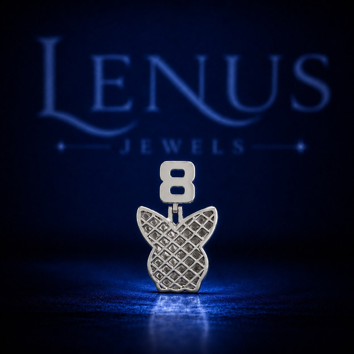 Iced Out Number 8 Bunny Pendant – VVS Moissanite 925 Sterling Silver, Diamond Tester Pass, Rabbit Head Hip Hop Jewelry, Lucky Number Charm