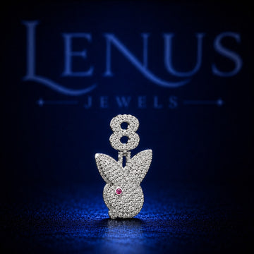 Iced Out Number 8 Bunny Pendant – VVS Moissanite 925 Sterling Silver, Diamond Tester Pass, Rabbit Head Hip Hop Jewelry, Lucky Number Charm