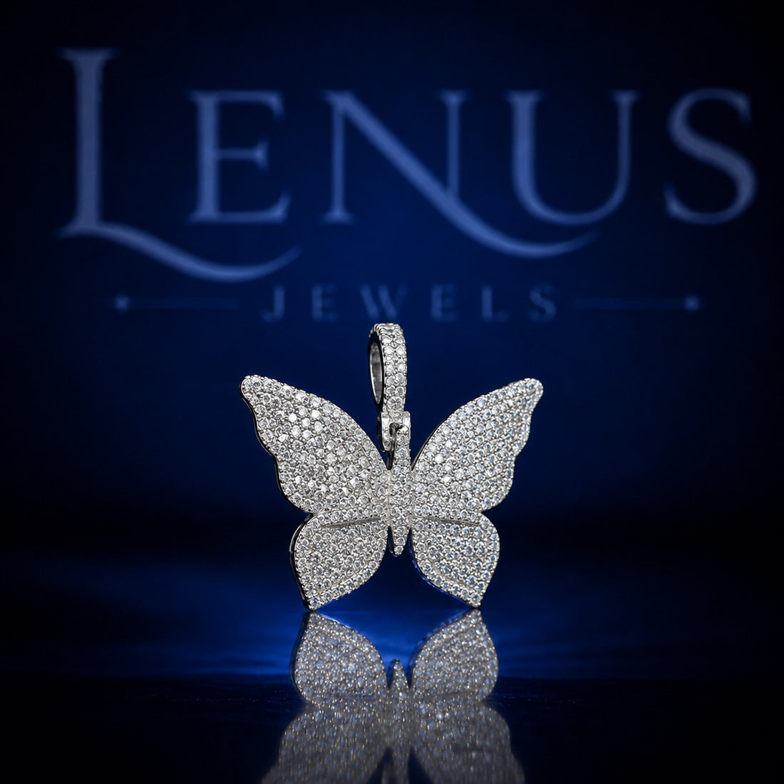 Iced Out Butterfly Pendant – VVS Moissanite 925 Sterling Silver, Diamond Tester Pass, 3D Butterfly Charm, Luxury Hip Hop Jewelry Gift