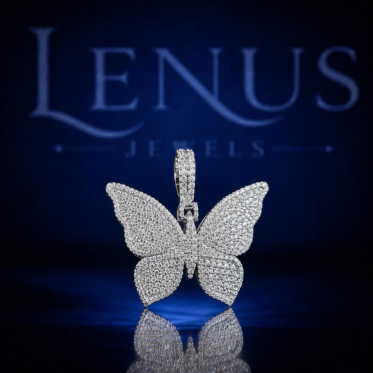 Iced Out Butterfly Pendant – VVS Moissanite 925 Sterling Silver, Diamond Tester Pass, 3D Butterfly Charm, Luxury Hip Hop Jewelry Gift
