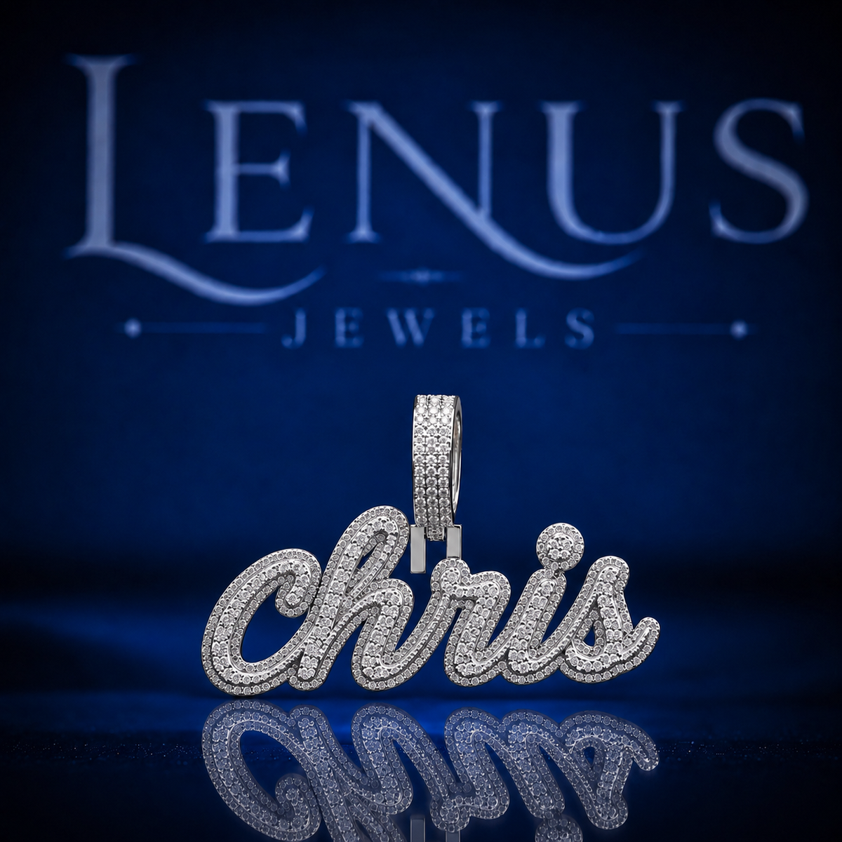 Chris Iced Out VVS Moissanite Name Pendant – 925 Sterling Silver Cursive Script Hip Hop Necklace Charm, Diamond Tester Pass Jewelry  Copy Title